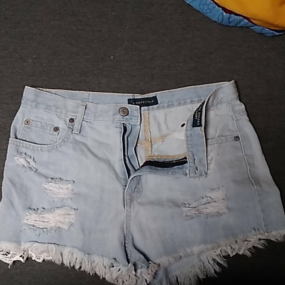 Light blue denim shorts